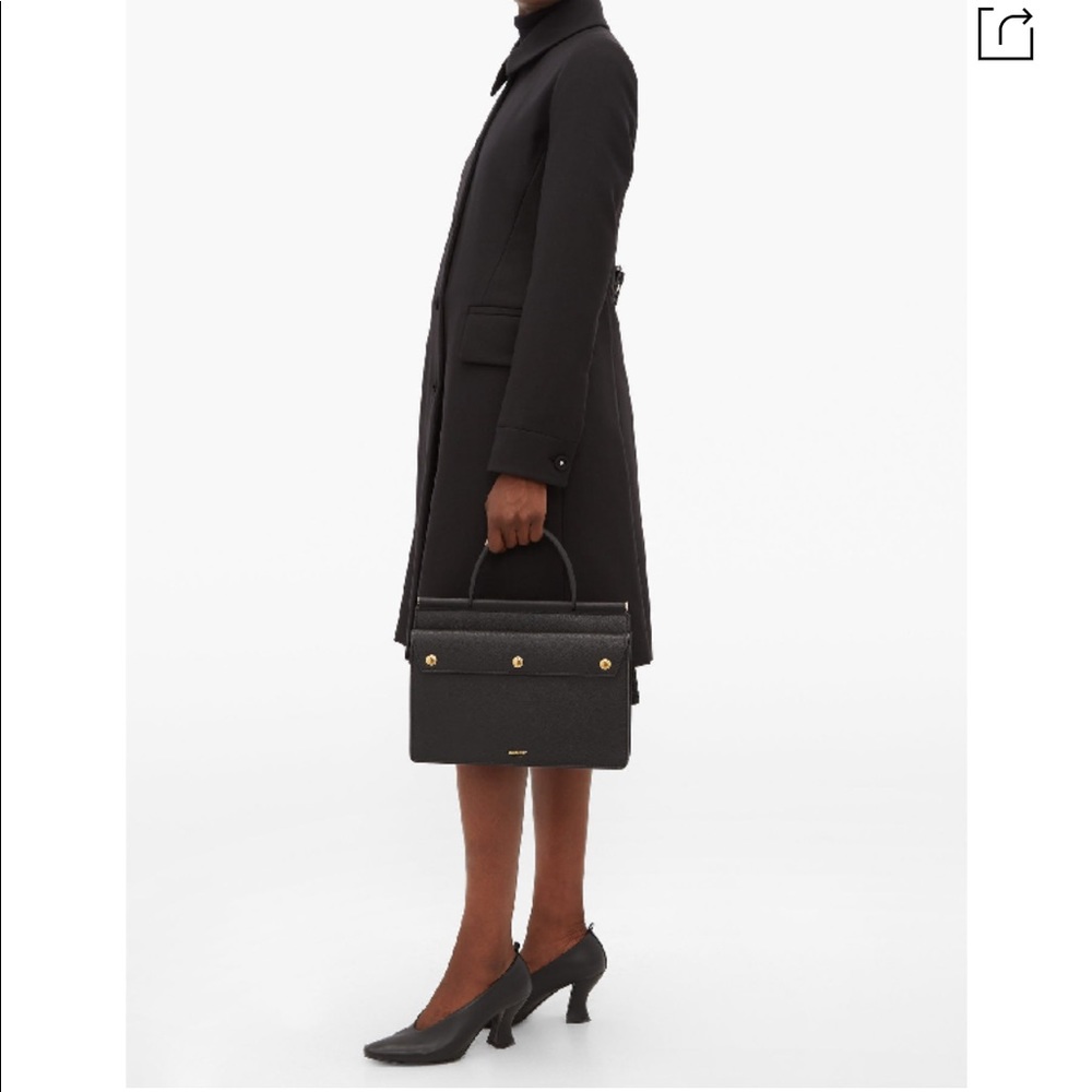 BURBERRY SINGLE BREASTED WOOL FITTED BLACK COAT - Picture 6 of 11
